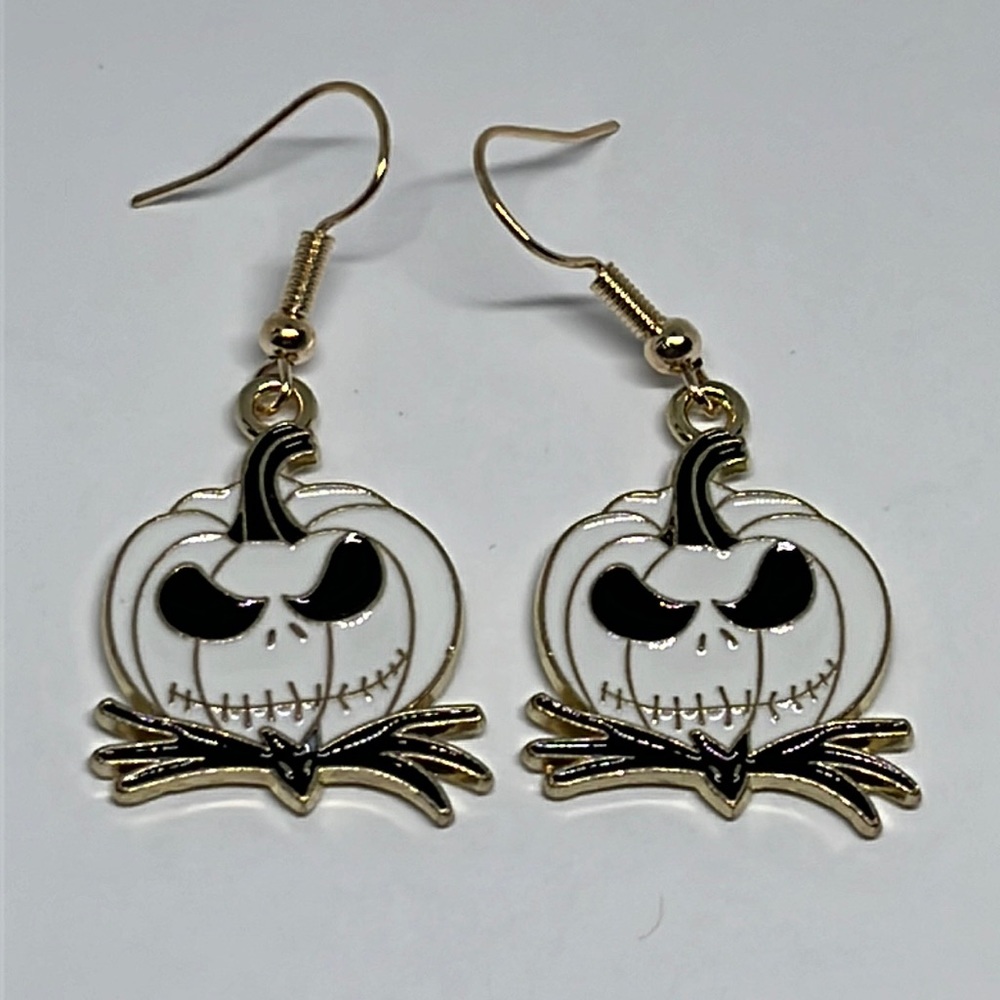 Earrings white pumpkin‎ Goth Gothic Halloween